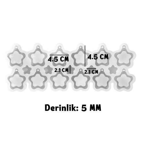 Epoksi Çoklu Yıldız Anahtarlık Kalıbı İçi Boş Yıldız Anahtarlık Kalıbı Silikon 4.5cm Epoksi Çoklu Yıldız Anahtarlık Kalıbı İçi Boş Yıldız Anahtarlık Kalıbı Silikon 4.5cm