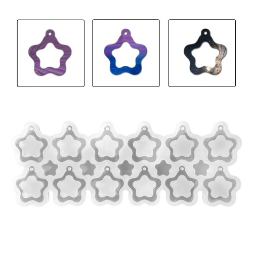 Epoksi Çoklu Yıldız Anahtarlık Kalıbı İçi Boş Yıldız Anahtarlık Kalıbı Silikon 4.5cm