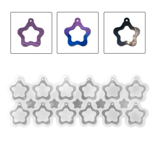 Epoksi Çoklu Yıldız Anahtarlık Kalıbı İçi Boş Yıldız Anahtarlık Kalıbı Silikon 4.5cm