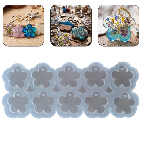 Epoksi Çiçek Kalıbı Kolye Anahtarlık Çiçek Kalıbı Silikon 3.7x3.5cm