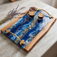 Epoksi Tepsi Yaprak Kulp Modern Kulp - Gold Epoksi Tepsi Yaprak Kulp Modern Kulp - Gold