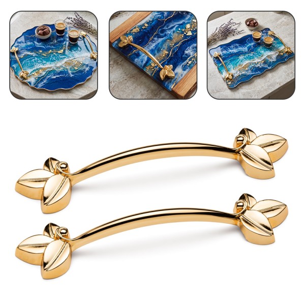 Epoksi Tepsi Yaprak Kulp Modern Kulp - Gold