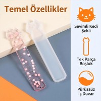 Epoksi Kitap Ayracı Kedi Modeli Kalıbı Silikon 14.5x2.5cm