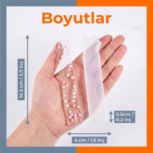 Epoksi Kitap Ayracı Kedi Modeli Kalıbı Silikon 14.5x2.5cm Epoksi Kitap Ayracı Kedi Modeli Kalıbı Silikon 14.5x2.5cm