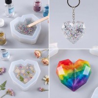 Epoksi Kalp Kalıbı Kristal Kesim Obje Kalıbı Silikon  5.7x5.7x1.5cm