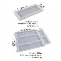 Epoksi Kutu Kalıbı Saklama Kutusu Kalıbı Kalemlik Taş Tozu Kalıbı Silikon 14.2x6.5cm