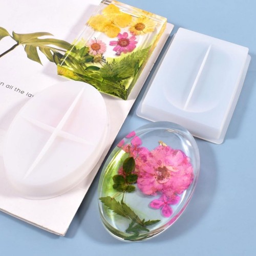 Epoksi Sabunluk Kalıbı Dikdörtgen Sabunluk Taş Tozu Kalıbı Silikon 11.8x8.2x2cm