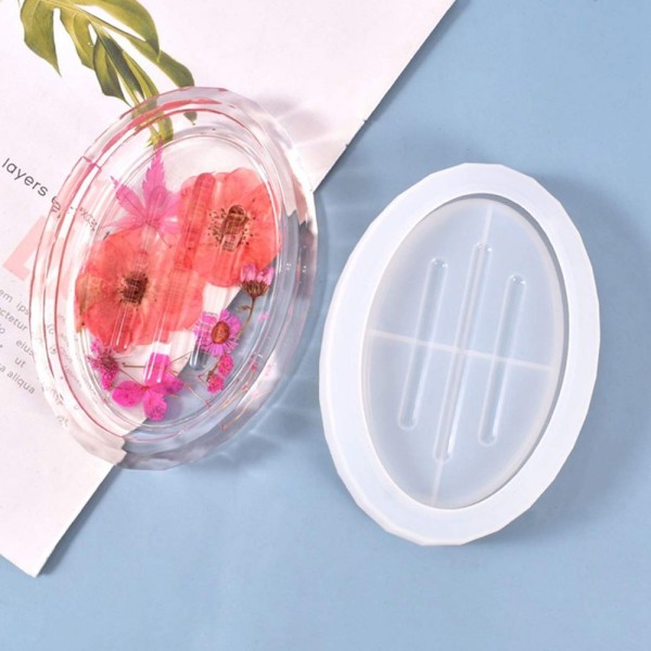 Epoksi Sabunluk Kalıbı Oval Oluklu Sabunluk Kalıbı Taş Tozu Kalıbı 11.6x7.4x2.6cm