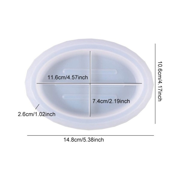 Epoksi Sabunluk Kalıbı Oval Oluklu Sabunluk Kalıbı Taş Tozu Kalıbı 11.6x7.4x2.6cm