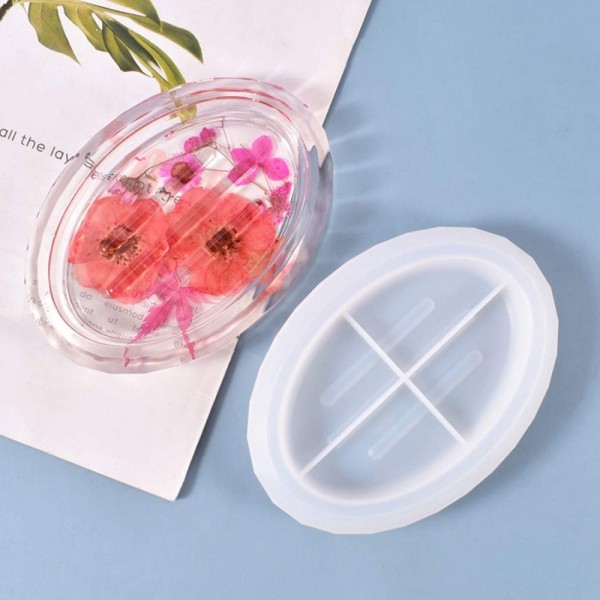 Epoksi Sabunluk Kalıbı Oval Oluklu Sabunluk Kalıbı Taş Tozu Kalıbı 11.6x7.4x2.6cm