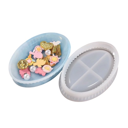 Epoksi Sabunluk Kalıbı Oval Sabunluk Kalıbı Taş Tozu Kalıbı 15.6x10.4x3.3cm