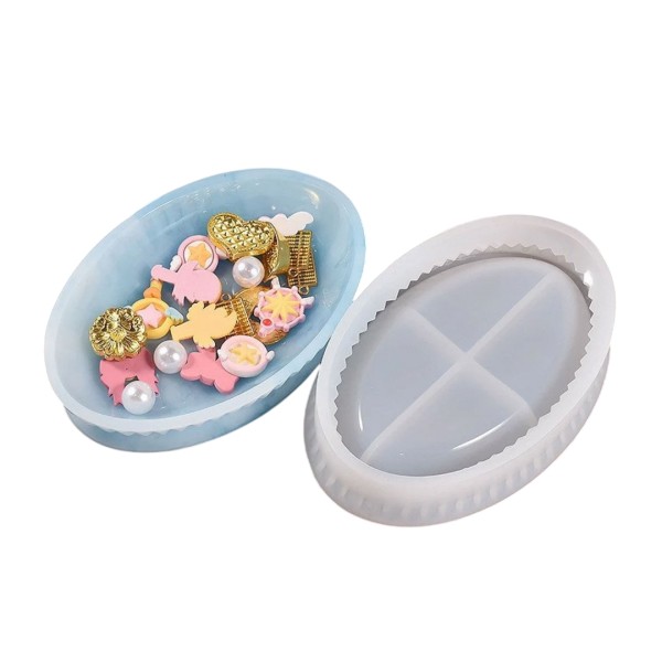 Epoksi Sabunluk Kalıbı Oval Sabunluk Kalıbı Taş Tozu Kalıbı 15.6x10.4x3.3cm