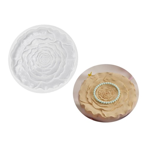 Epoksi Bardak Altı Kabartmalı Gül Desenli Bardak Altlığı Taş Tozu Kalıbı 12.8x12.5x1.3cm