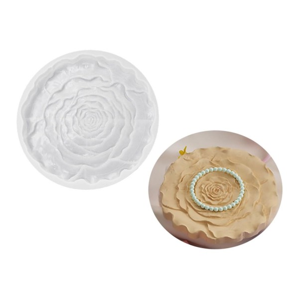 Epoksi Bardak Altı Kabartmalı Gül Desenli Bardak Altlığı Taş Tozu Kalıbı 12.8x12.5x1.3cm