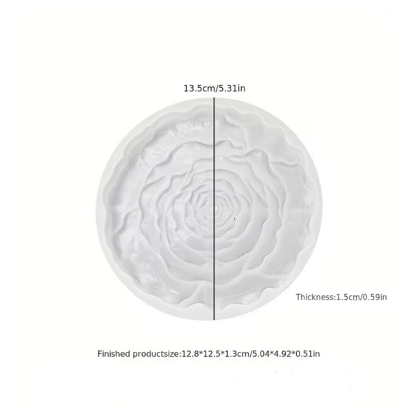 Epoksi Bardak Altı Kabartmalı Gül Desenli Bardak Altlığı Taş Tozu Kalıbı 12.8x12.5x1.3cm