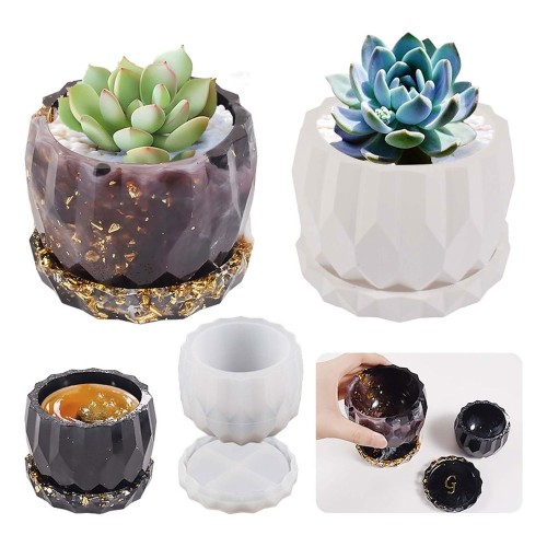 Epoksi Saksı Kalıbı Saksı Altlık Kristal Kesim Taş Tozu Kalıbı Silikon 7.9x5.5x5.1cm
