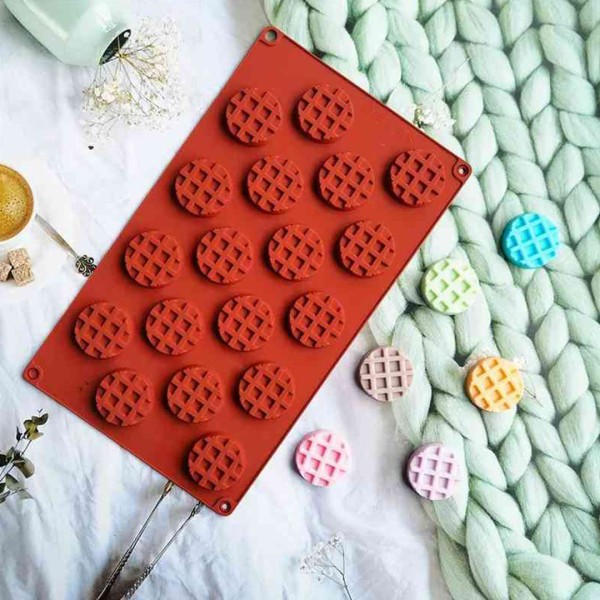 Mini Waffle Pişirme Yuvarlak Bisküvi Çikolata Kafes Bisküvi Silikon Kalıbı GT8098