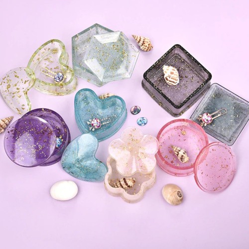 Epoksi Kalp Kapaklı Mücevher Takı Kutusu Silikon Kalıbı GT9235