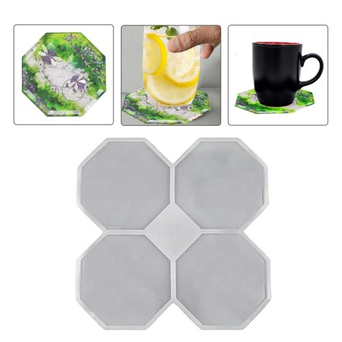 Epoksi Çoklu Sekizgen Kare Bardak Altlığı Silikon Kalıbı EM107