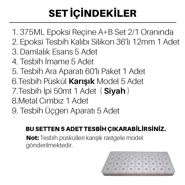 Epoksi Tesbih Kalıbı Seti 12mm