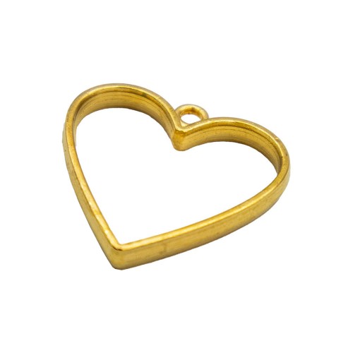 Epoksi Kolye Ucu Metal Kalp Gold 10 Adet