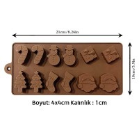 Çikolata Yılbaşı Kalıbı Yılbaşı Figürleri Kalıbı Şeker Hamuru Silikon Kalıbı GT1292
