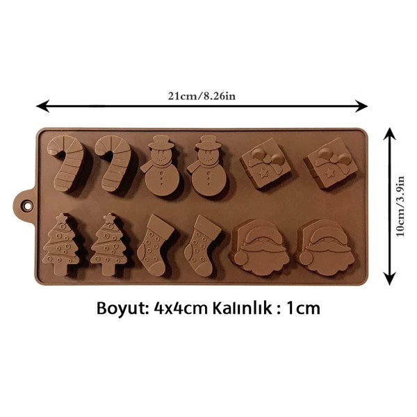 Çikolata Yılbaşı Kalıbı Yılbaşı Figürleri Kalıbı Şeker Hamuru Silikon Kalıbı GT1292
