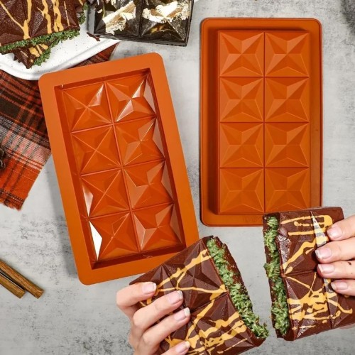 Çikolata Dubai Kalıbı Yıldız Desenli Büyük Boy Tablet Çikolata Silikon Kalıbı GT503