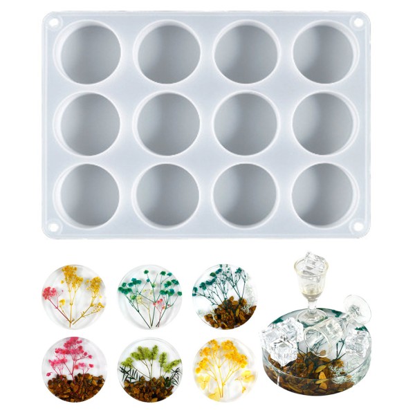 Epoksi Çoklu Yuvarlak Daire Dekoratif Obje Kalıbı Silikon 5x5x2cm GT9533