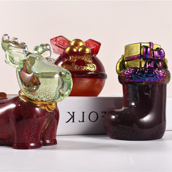 Silikon Mum Kalıbı Yılbaşı Geyik Noel Ev Dekorasyon Mum Kalıpları 9.6x5.8cm GT9569