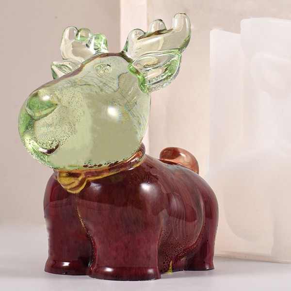 Silikon Mum Kalıbı Yılbaşı Geyik Noel Ev Dekorasyon Mum Kalıpları 9.6x5.8cm GT9569