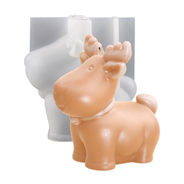Silikon Mum Kalıbı Yılbaşı Geyik Noel Ev Dekorasyon Mum Kalıpları 9.6x5.8cm GT9569