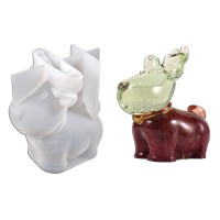 Silikon Mum Kalıbı Yılbaşı Geyik Noel Ev Dekorasyon Mum Kalıpları 9.6x5.8cm GT9569