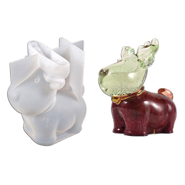 Silikon Mum Kalıbı Yılbaşı Geyik Noel Ev Dekorasyon Mum Kalıpları 9.6x5.8cm GT9569