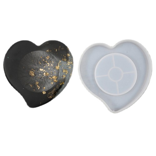 Epoksi Kalp Bardak Altlığı Kalıbı Silikon GT9539