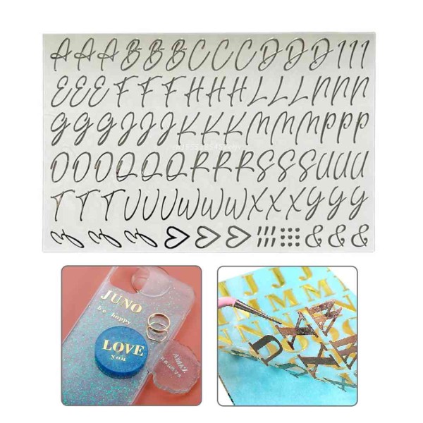 Epoksi Reçine Çıkartmalı Sticker Harf El Yazısı Gümüş 15mm Epoksi Reçine Çıkartmalı Sticker Harf El Yazısı Gümüş 15mm