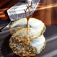 Epoksi 2 Katlı Meyve Ve Cupcake ve Sunumluk Stant Bağlantı Aparatı Stant Tutucu - Gümüş