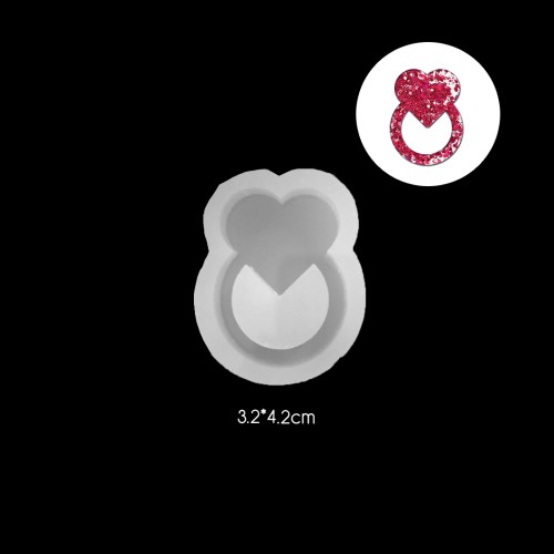 Epoksi Yüzük Kalp Kolye   Anahtarlık Silikon Kalıbı EM215