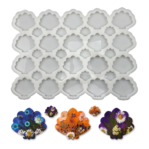 Epoksi Çoklu İstiridye Deniz Kabuğu Anahtarlık   Kolye Silikon Kalıbı EM262